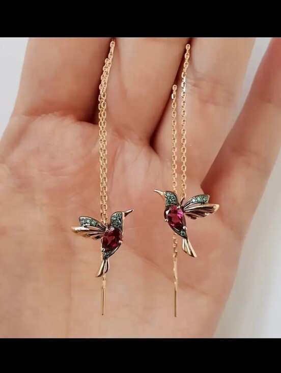 Jewelry - Bohemian Style Pink Hummingbird Earrings